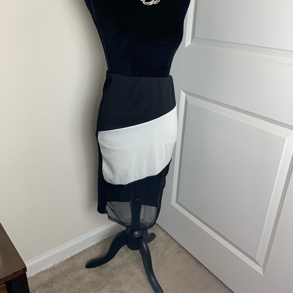 Black and white knee length skirt